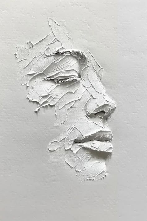 Three Color Painting, Painting With Cement, Painting Faces Acrylic, Line Art Drawings Simple, Line Faces, White Background Portrait, Drywall Art, Relief Painting, Acrylic Background