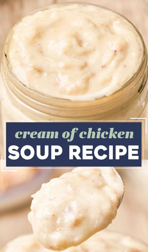 No need to buy a can from the store, this Homemade Condensed Cream of Chicken Soup tastes SO much better than anything from a can, is easy to make, you can feel good about using it, and as a bonus, it can be frozen! Keep this one on hand for the holiday season! Can Chicken Soup Recipes, Healthy Cream Of Chicken Soup, Cream Of Chicken Soup Recipes, Homemade Cream Of Chicken Soup, Condensed Cream Of Chicken Soup, Pantry Hacks, Easy Dinner Desserts, Chicken Subs, Flexitarian Recipes