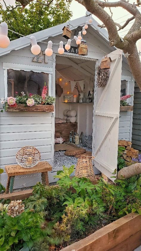 Shed Aesthetics Interior, She Shed Plant Room, She Shed Potting Shed, Herbalist She Shed, Garden Shed Ideas Interior, Colourful Shed, Cottagecore She Shed, Garden She Shed Ideas, Inside She Shed Ideas Boho