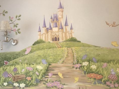 Princess Mural, Castle Mural, Castle Wall Art, Disney Princess Babies, Castle Painting, Kids Room Murals, Toddler Girl Room, Lily Painting, Nursery Mural