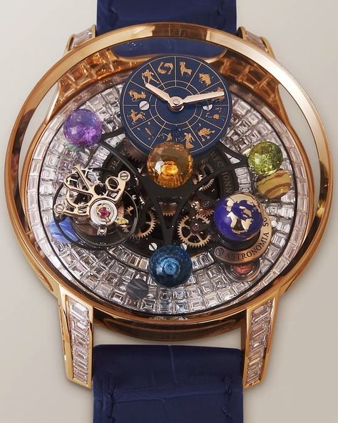 The Billionaires Club™ on Instagram: “The impressive @jacobandco #Astronomia Solar Zodiac #Tourbillon with 382 baguette #Diamonds - The Astronomia Solar Zodiac replicates the…” Best Skeleton Watches, Tipografi 3d, Mvmt Watches, Zenith Watches, Fancy Watches, Skeleton Watches, रोचक तथ्य, Amazing Watches, Old Watches