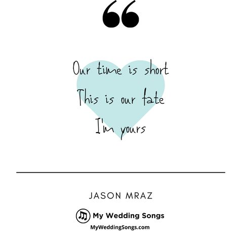 2008 had a number of great wedding songs. ⠀ ⠀ In the top choices is “I'm Yours” by Jason Mraz. Discover more 2008 wedding song suggestions on our website.⠀@jason_mraz Famous Quotes From Songs, Famous Song Lyrics, Popular Wedding Songs, Eric Benet, Michael Mcdonald, The Decemberists, David Archuleta, I'm Yours, Robin Thicke