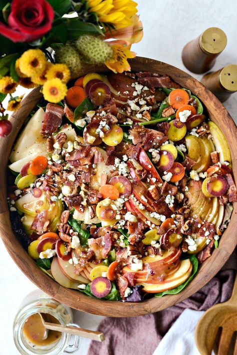 Harvest Salad Recipes, Awesome Salads, Fall Harvest Salad, Fall Salads, Bacon Vinaigrette, Chopped Salads, Recipe Keeper, Maple Vinaigrette, Autoimmune Recipes