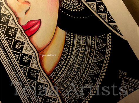 Mandala Bride, Bride Mandala Art, Mandala Art Therapy, Canvas Painting Tutorials, Mandala Design Art, Fashion Illustrator, Mandala Design, Painting Tutorial, Girl Face