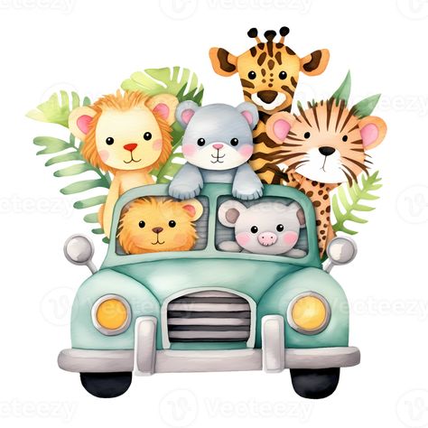 Animal Learning Activities, Kindergarten Classroom Design, Safari Clipart, Car Watercolor, Jungle Images, Animal Learning, Jungle Art, Cute Animal Clipart, Theme Background