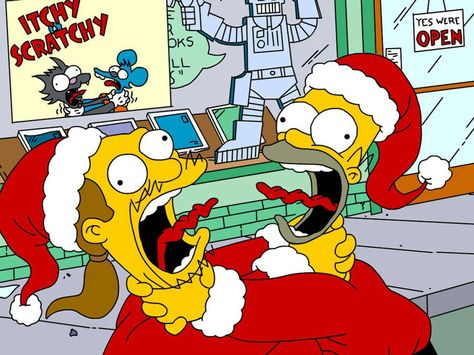 Santa Comic Book Guy vs Santa Homer Krampus Card, Simpsons Christmas, Funny Christmas Wallpaper, Funny Christmas Cartoons, Comic Book Guy, Cartoons Hd, Christmas Playlist, Christmas Jigsaw Puzzles, Simpsons Characters