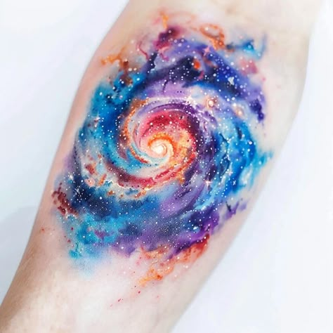 Premium Photo | Watercolour Galaxy Tattoo with Swirling Galaxy Brain Tattoo, Universe Watercolor Tattoo, Watercolor Galaxy Tattoo Sleeve, Galaxy Swirl Tattoo, Milky Way Galaxy Tattoo, Spiral Galaxy Tattoo, Simple Galaxy Tattoo, Galaxy Tattoo Ideas, Geometric Universe Tattoo