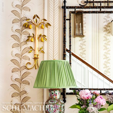 Hydrangea Drape - Fawn Wallcoverings | Schumacher Fawn Wallpaper, Hydrangea Wallpaper, Large Scale Floral, Floral Stripe, Beautiful Kitchens, Beautiful Cakes, Home Decor Inspiration, Hydrangea, Interior Exterior