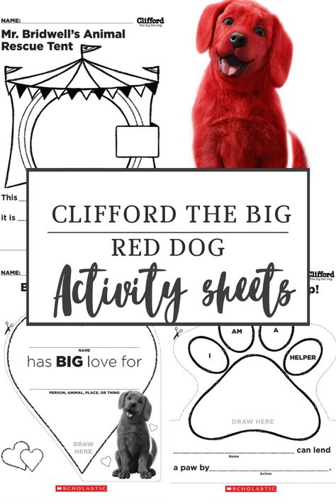 Clifford Activities, Clifford Books, Dog Activity, Kindergarten Party, Family Ministry, Clifford The Big Red Dog, Dog Movies, Five In A Row, Activity Sheets For Kids