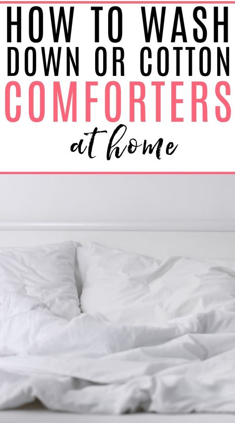 Save money and skip the dry cleaner! Learn how to wash your down comforter at home. How To Wash A Down Comforter At Home, How To Wash Comforter, Washing Down Comforter, Cleaning Inspiration, Cleaning Methods, Diy Essential Oil Recipes, Homemade Cleaners, Laundry Tips, Clean Motivation