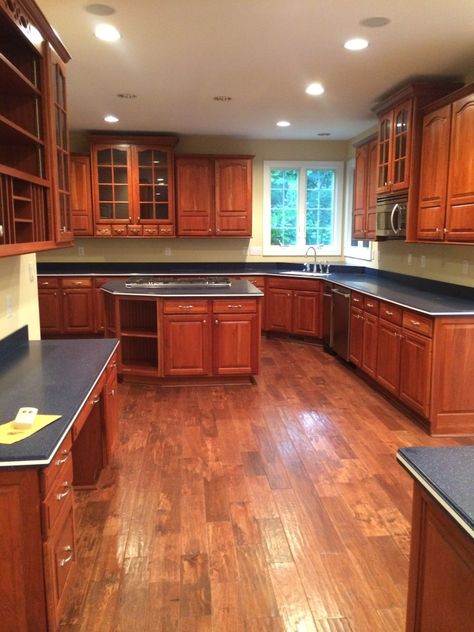 Pantry Cabinets In Kitchen, Kitchen Cabinet Color Schemes, Cabinets In Kitchen, Cherry Wood Kitchen Cabinets, Cherry Wood Kitchens, Cherry Wood Cabinets, Cabinet Transformations, Redo Cabinets, Pantry Cabinets