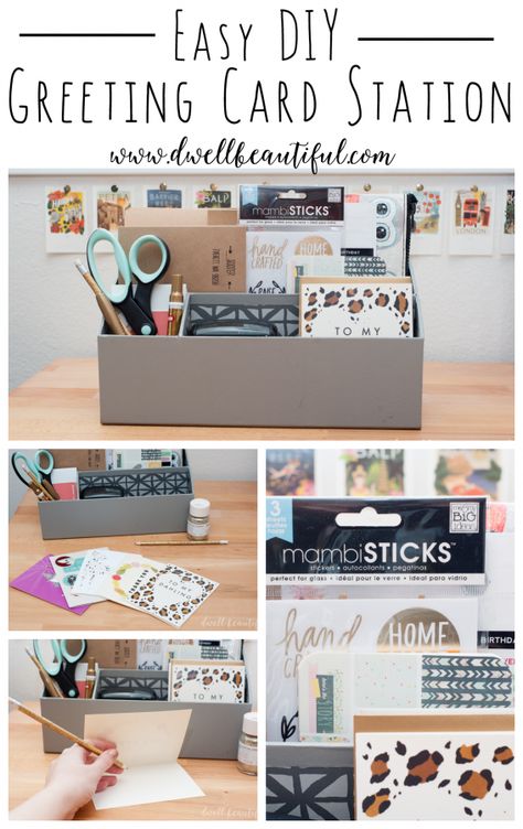 Make up this easy DIY greeting card station in a snap to be ready for any occasion - holidays, birthdays and more! Write more snail mail and be organized! More Organized Life, Greeting Card Organizer, Clean Stainless Steel, Diy Greeting Card, Organized Life, More Organized, Cleaning Appliances, Card Organizer, Writing Supplies