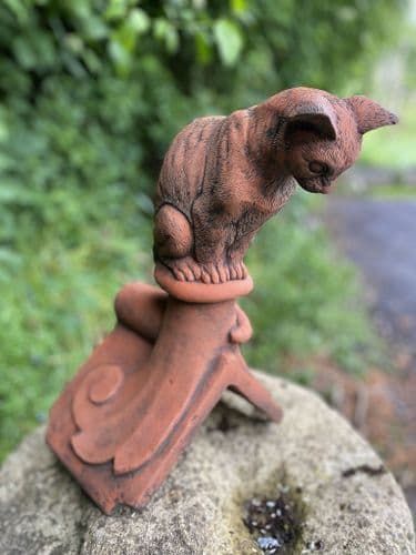 Roof Finials, Roof Porch, Aged Terracotta, Ridge Tiles, Roof Decoration, Terracotta Colour, Cat Hand, Small Sheds, Curious Cat