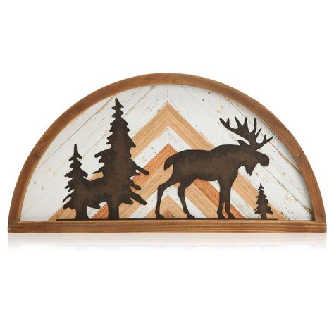 PRICES MAY VARY. 【WOOD CABIN DECOR】- The cute moose art is the perfect decoration for your rustic theme home interior, vacation home, office, nursery, or lodge cabin. The dimensions are 15.94 x 0.87 x 7.99 inches 【PREMIUM QUALITY MATERIAL】- Wooden frame made of 100% premium fir wood, well made and very sturdy. The pine tree and moose are made of iron, and the wooden board is covered with a sticker which is a splice plate design with a lightly weathered finish, giving a nice rustic country appeal Wood Cabin Decor, Moose Wall Art, Moose Painting, Moose Lodge, Cabin Wall Art, Cabin Wall Decor, Forest Animal Nursery, Nursery Bathroom, Wood Cabin