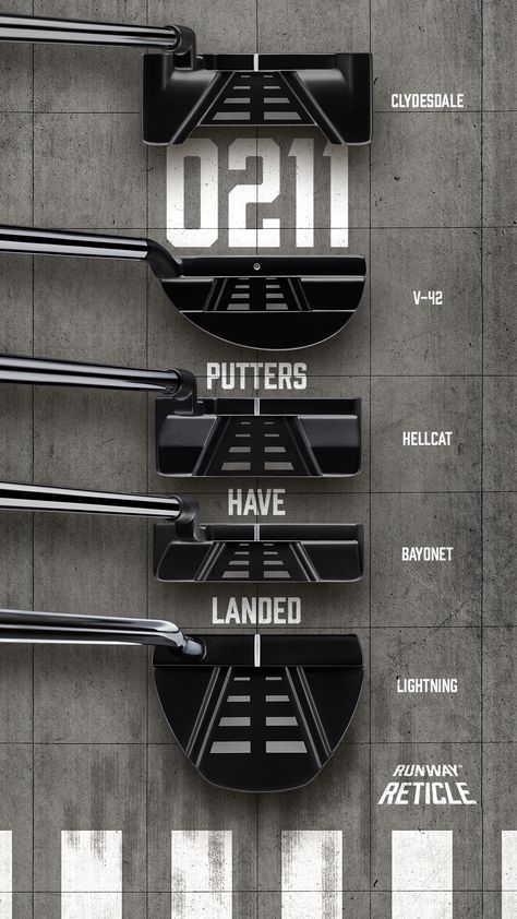 Introducing our all-new 0211 Putter lineup. Featuring our bold Runway Reticle™ alignment aid and patented Pyramid Face Pattern technology, your putting inconsistencies will become a thing of the past. #PXG #PXGTroops Pxg Golf, Club Face, Face Pattern, Golf Design, Golf Putters, Brand Ideas, Design Posters, Putt Putt, Cool Gadgets To Buy