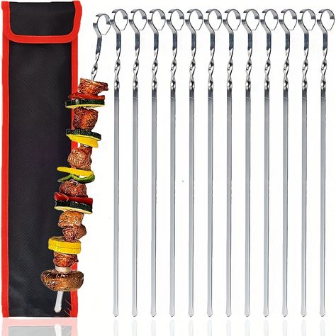 Faster shipping. Better service Bbq Sticks, Kebab Skewers, Skewer Sticks, Kabob Skewers, Metal Skewers, Bbq Skewers, Skewers Grill, Stainless Steel Bbq, Ring Handle