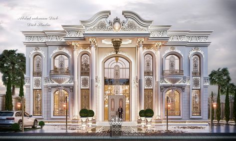 Luxury Classic Style Palace on Behance Palace Exterior Design, Modern Palace, Palace Exterior, Meditation Hall, Classic Palace, New Classic Villa, Russian Decor, Royal Villa, Home Design Styles