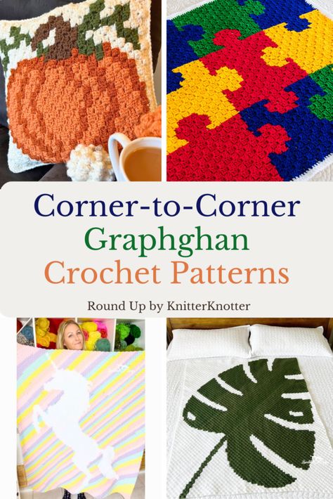 25 Free & Premium C2C Crochet Blanket Patterns - KnitterKnotter C2c In The Round, Corner To Corner Crochet Blanket, Woodland Blanket, C2c Crochet Blanket, Corner Crochet, Corner To Corner Crochet, Round Pattern, Crochet Blanket Designs, Corner To Corner