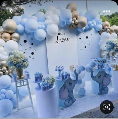 Christening Themes Boy, Baby Boy Elephant Shower Ideas, Baby Christening Decorations, Christening Decorations Boy, Baptism Theme Boy, Baptism Theme Ideas, Spring Baby Shower Themes For Boys, Baby Boy Christening Decorations, Boy Christening Decorations