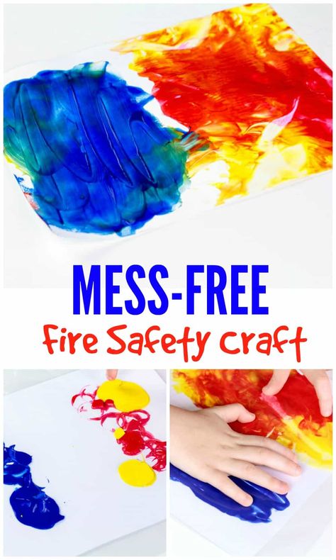 This easy and mess free fire safety craft is fun and helps teach preschool and kindergarten students that water puts out fire. via @sightsoundread Fire Theme Preschool Activities, Preschool Fire Safety Crafts, Fire Fighter Preschool, Fire Safety Craft, Fire Safety Lesson Plans, Childcare Crafts, Safety Town, Fire Safety Lessons, Fire Safety Preschool Crafts