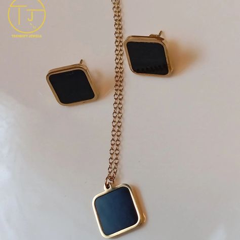 Elegent design Minimalist Geometric black square Pendent with Studs ✨🖤 Antitarnish💫 Hypoallergenic✨ Stainless steel 💛 18k gold plated🌙 Best for daily usage🎗️ DM OR WHATSAPP FOR ORDER 03225016154 #minimalist #elegent #geometry #geometrictattoo #fypage #explorepage #viralreels #viralreels #trendingreels #yrendingreels #jewelrydesigner #jewelryoftheday #photographyeveryday #filmphotography Design Minimalist, Black Square, Film Photography, Geometric Tattoo, Geometry, 18k Gold, Gold Plate, Jewelry Design, Plating