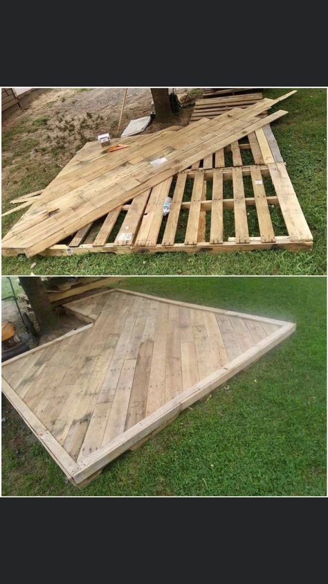 Pallet Patio Decks, Pallet Deck, Outdoor Pallet Projects, Pallet Patio, Outside Patio, Aesthetic Board, Backyard Diy Projects, Wood Pallet Projects, Backyard Makeover