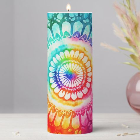 Tie Dye Rainbow, Red Abstract, Warning Labels, Red Candles, Pillar Candle, The Mood, Touch Of Modern, Pillar Candles, Rainbow Colors