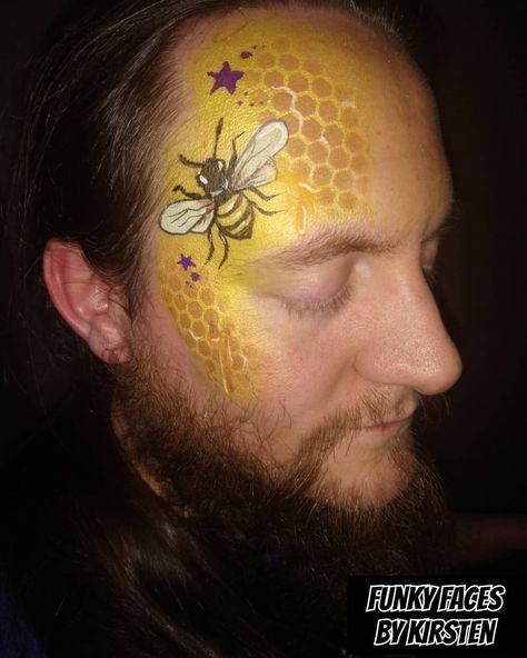 Hopefully see the bees coming out soon 🌼🌺🌹 #honeycomb #honeybee #bee #uk #britishwildlife #springtime #springtimeuk  #insectsofinstagram… Face Paint Bee, Bee Face Painting, Pantomime Ideas, Insect Makeup, Bee Face Paint, Bumblebee Makeup, Bee Face, Animal Face Paintings, Bee Makeup