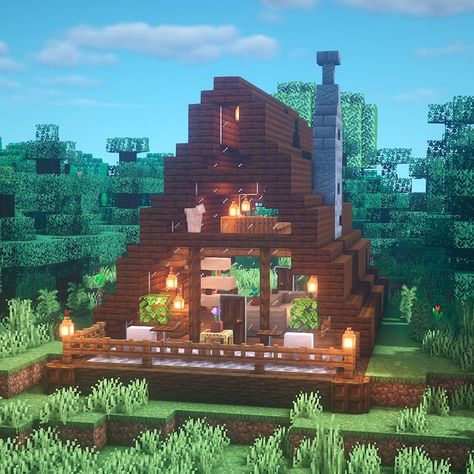 ExecutiveTree-Minecraft Builds on Instagram: “Minecraft A-Frame Cabin . A dark oak survival cabin in the woods🌲 . 💚 Follow for more builds :) . Expect a new Minecraft tutorial soon on…” Dark Oak Treehouse Minecraft, Minecraft Scandinavian House, Spruce Log Cabin Minecraft, A Frame Minecraft House, Dark Oak Forest House Minecraft, Minecraft Log Cabin Ideas, Minecraft A Frame, Dark Oak Minecraft House, House Design Minecraft