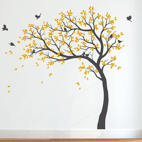 Tree Painting On The Wall, Tree Murals On Wall, Tree Wall Painting Ideas, Wall Tree Painting, Tree Design On Wall, Tree Murals, Tree Stencil For Wall, Woodland Mural, Tree Wall Painting