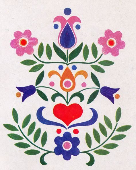 Mexican Flowers Illustration, Scandinavian Flower Design, Swedish Folk Art Flowers, Swedish Floral Design, Colorful Folk Art, Scandinavian Floral Design, Mexican Pattern Design Folk Art, Mexican Folk Painting, Folk Flower Pattern