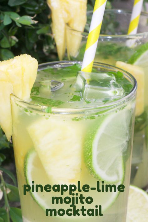 Pineapple Mint Mocktail, Mr Dna, Lime Mojito, Summer Mocktails, Pineapple Mojito, Mojito Mocktail, Coctails Recipes, Alcohol Free Drinks, Mojito Cocktail