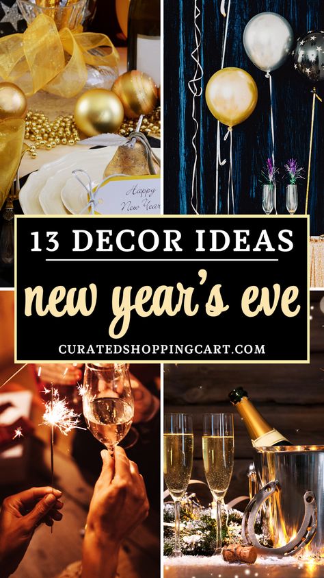 Looking for creative ways to decorate for your New Year's Eve party? These 13 stylish ideas will make your celebration unforgettable! These party decorations are perfect for adding an elegant touch to your New Year’s Eve 2025 event. Perfect for DIY party lovers & hosts looking to elevate their New Year's Eve celebration. NYE decor ideas, New Year's party themes, New Year's Eve 2025 ideas, festive home party decorations, DIY NYE themes, New Year's celebration decor, New Year countdown decor ideas 2025 New Year’s Eve Party Ideas, Classy New Years Party, New Year’s Eve Centerpiece, New Years Party Decor, New Years Party Ideas Decoration, Nye Theme Party Ideas, New Year’s Eve Decor, New Year’s Eve Party Ideas, Nye Theme