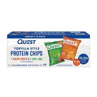 Quest Tortilla Chips Variety Pack, Nacho Cheese and Chili Lime 14 ct. - Sam's Club Quest Chili, Quest Chips, Quest Protein, Tortilla Chip, Protein Chips, Cheese Chips, Quest Nutrition, Soft Bakes, Custom Recipe