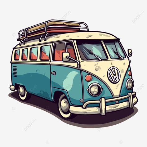 van vw com prancha de surf em cima vetor Surfboard Clipart, Van Clipart, Polaroid Logo, Piet Mondrian Painting, Van Drawing, Africa Drawing, Vintage Volkswagen Bus, Camping Stickers, Van Vw