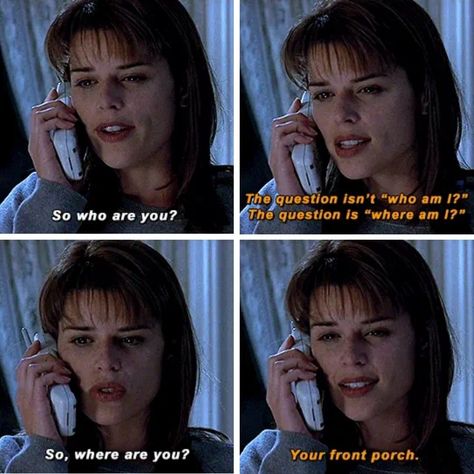 Scream 1996 Quotes, Scream 1 Cast, 00s Movies, Scream Icons, Scream Quotes, Nerd Movies, Scream Movies, Sidney Prescott, 1990s Films