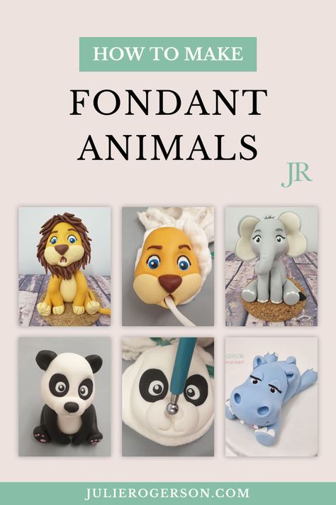 If you are looking for easy cake decorating ideas, these cute fondant animal cake topper tutorials will be perfect! The easy to follow, step by step video tutorials will teach you how to recreate these fondant animal cake toppers with ease. Also included are PDF downloads, with weights for each part of the animal models, as well as full colour photographs and instructions. Perfect for beginner modelling projects, as well as for cake decorators with more experience. Find out more on my website. Fondant Animals Tutorial, Easy Cake Decorating Ideas, Animal Cake Toppers, Fondant People, Cake Models, Cake Topper Tutorial, Fondant Animals, Cake Decorating Ideas, Animal Cake