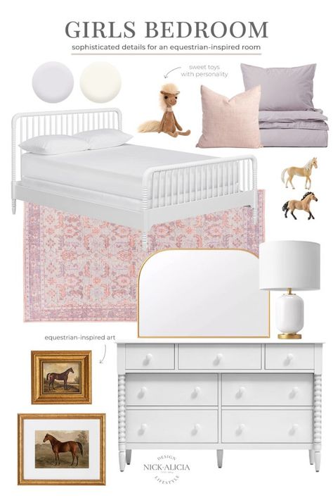 Equestrian Inspired Bedroom, Girls Equestrian Bedroom, Girls Bedroom Furniture Ideas, Equestrian Girls Bedroom, Classic Girls Bedroom, Bedroom Design Plan, Equestrian Bedroom, Girl Horse Room, Horse Girls Bedroom