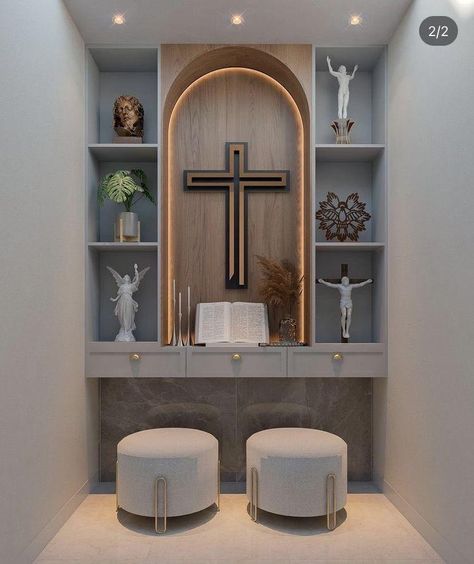 Altar Para La Virgen Ideas En Casa, Modern Altar Design Home Catholic, Catholic Altar Home Ideas, Altar Design Home, Wall Altar Ideas Catholic, Catholic Home Altar, Home Altar Catholic, Prayer Room Ideas, Catholic Altar