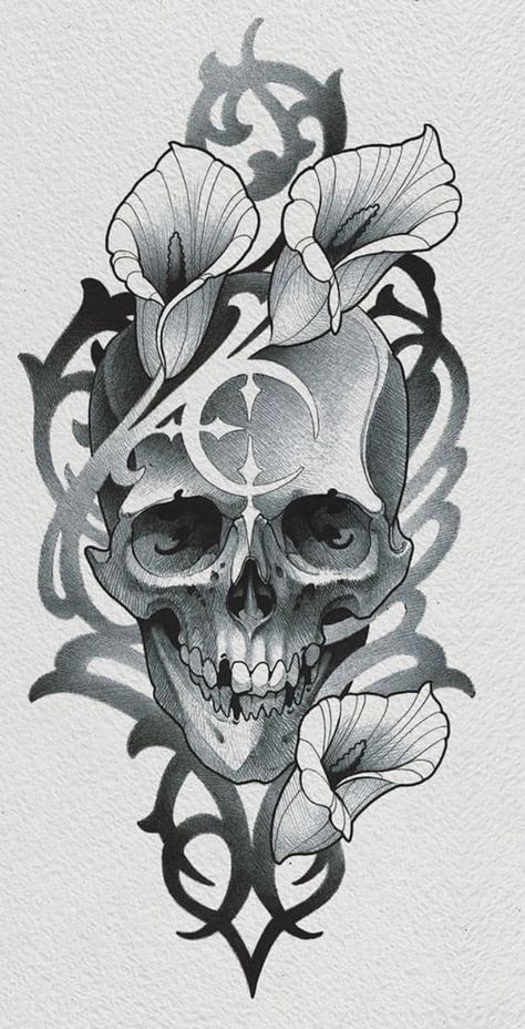 Skull Reference, Skull Art Drawing, Creepy Tattoos, Skulls Drawing, Dark Art Tattoo, Skull Tattoo Design, Tattoo Reference, Tattoo Portfolio, Tattoo Art Drawings