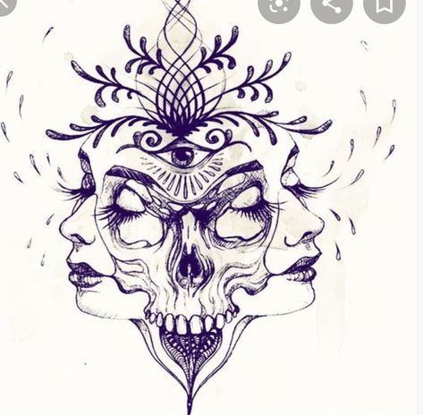 Raven Skull Drawing Tattoo Ideas, Gemini Tattoo Sketch, Hand Tattoos Sketch, Mother Maiden Crone Tattoo, Maiden Mother Crone Tattoo, Hand Tattoo Sketch, Wolf Sketch Tattoo, Tropisches Tattoo, Taurus Constellation Tattoo