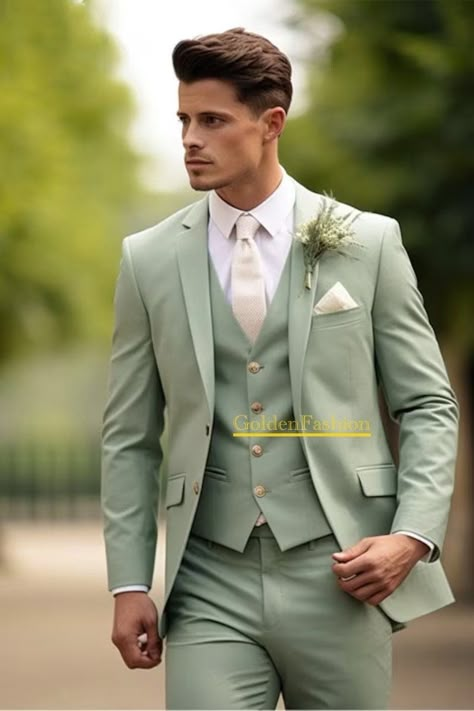 This is a Classy 3 Piece Suit by GoldenfashionStore /crafted from high quality fabric and imported materials. Our products are handcrafted by experienced tailors who make sure the that the stitching is precise, lining is proper and the overall product is sturdy enough to not go out of shape for more than a few years. Also all our products have extra margins in their length, sleeves, sides so it's easily alterable if your size changes after some time. To see more available colours and designs in Elegant Suits Men, Suits Men Wedding, Suits Groomsmen, Men Wedding Suits, Green Wedding Suit, Wedding Suits Groomsmen, Suits Groom, Wedding Suits Groom, Suits Men