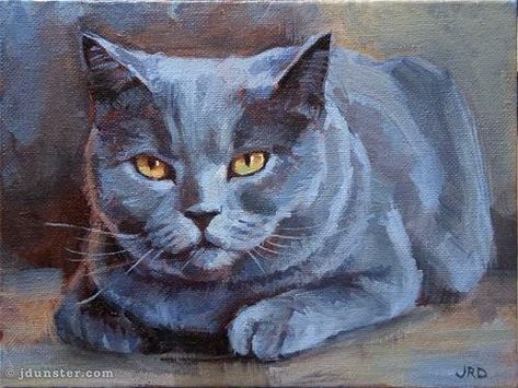 Cat Portrait Painting, Russian Blue Cat, Warrior Cats Art, Grey Cat, Cat Artwork, Watercolor Cat, Cats Illustration, Amazing Art Painting, Daily Paintworks