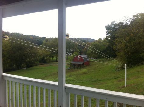 I have not been this excited about a gift since I got my first chicken coop!  I saw a clothesline coming from the deck of an Amish house about 5 years ago and have thought it would be… Diy Clothes Line, Pully System, Outdoor Clothesline, Clothesline Diy, Outdoor Deck Decorating, Amish House, Backyard Bonfire, Clothes Lines, Garden Corner