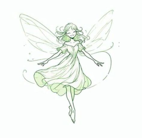 Fairy Crown Drawing, Small Fairy Drawing, Fairy Poses Drawing, Fairy Drawing Sketches, Fairy Clothes Drawing, Cute Fairy Drawings, Fairy Girl Drawing, Pixie Drawing, Fairies Drawing