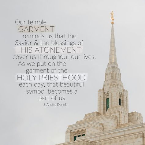 As I read through @j_anettedennis’s General Conference talk tonight, the line that stood out the most to me (in reference to wearing garments) was: “It is my own personal sign to God, not a sign to others.” We don’t wear our garments to prove our righteousness to others, rather, we wear them sacredly and privately to symbolically put on Christ. There’s been a lot of debate online about garments, and it’s made me reflect deeply about why I wear them, and if I truly believe that they act as a p... Temple Quotes Lds, Temple Quotes, Conference Talks, Church Quotes, Beautiful Symbols, Atonement, Lds Church, Lds Quotes, Lds Temples