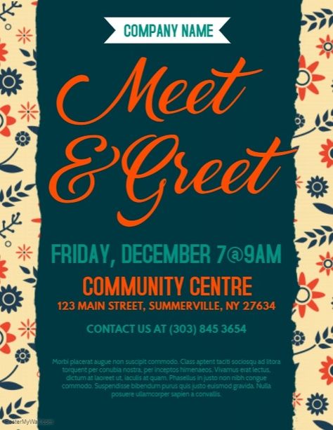 Meet & Greet Flyer Meet And Greet Ideas, Meet And Greet Invitation, Resident Appreciation, Company Letterhead Template, Professional Quotes, Advertising Methods, Reception Invitation, Wake Ideas, Funny Baby Memes