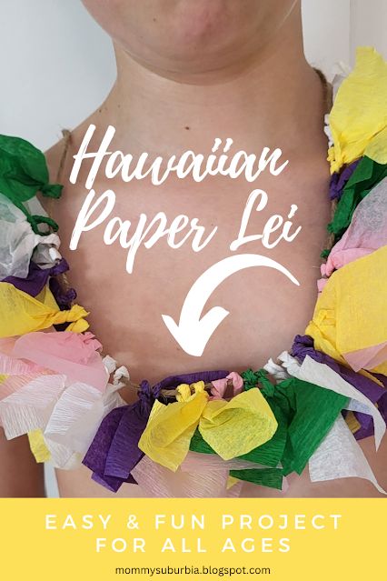 DIY Easy Hawaiian Paper Lei Craft Hawaiian Crafts For Adults, Hawaiian Kids Crafts, Lei Craft, Paper Lei, Easy Craft For Kids, Hawaiian Crafts, Crafts For Adults, Hawaiian Theme, Mini Bows