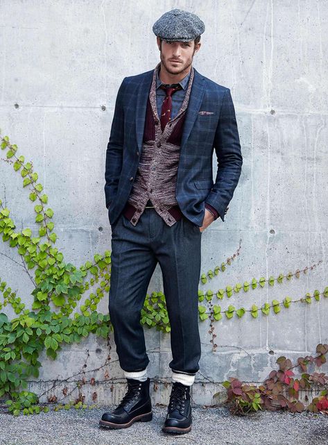 Boots With, Justice Joslin, Mode Rockabilly, Flat Cap Men, Navy Dress Pants, Traje Casual, Denim Blazer, Sharp Dressed Man, Flat Cap