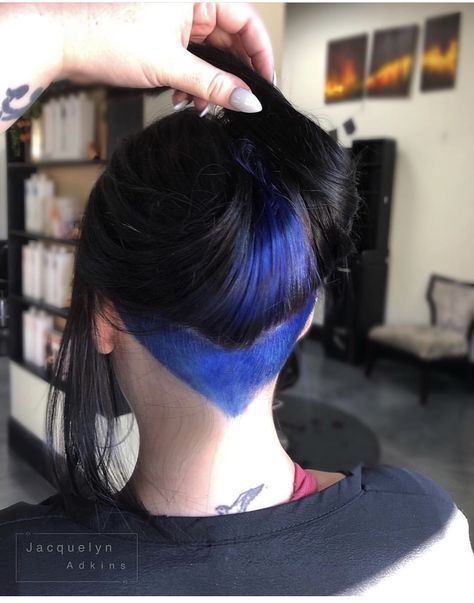 Follow my Instagram: unevneib   Dark hair blue hair dark blue undercut blue hair deep blue hair wella color fresh create vivid blue handpainted natural root color  dark root straight hair sea blue hair fall hair winter hair v undercut shaved Colorful Undercut Hair, Blue Undercut Hair, V Undercut, Undercut Hair Dye, Sea Blue Hair, Dyed Undercut, Blue Undercut, Deep Blue Hair, Color Bar Salon